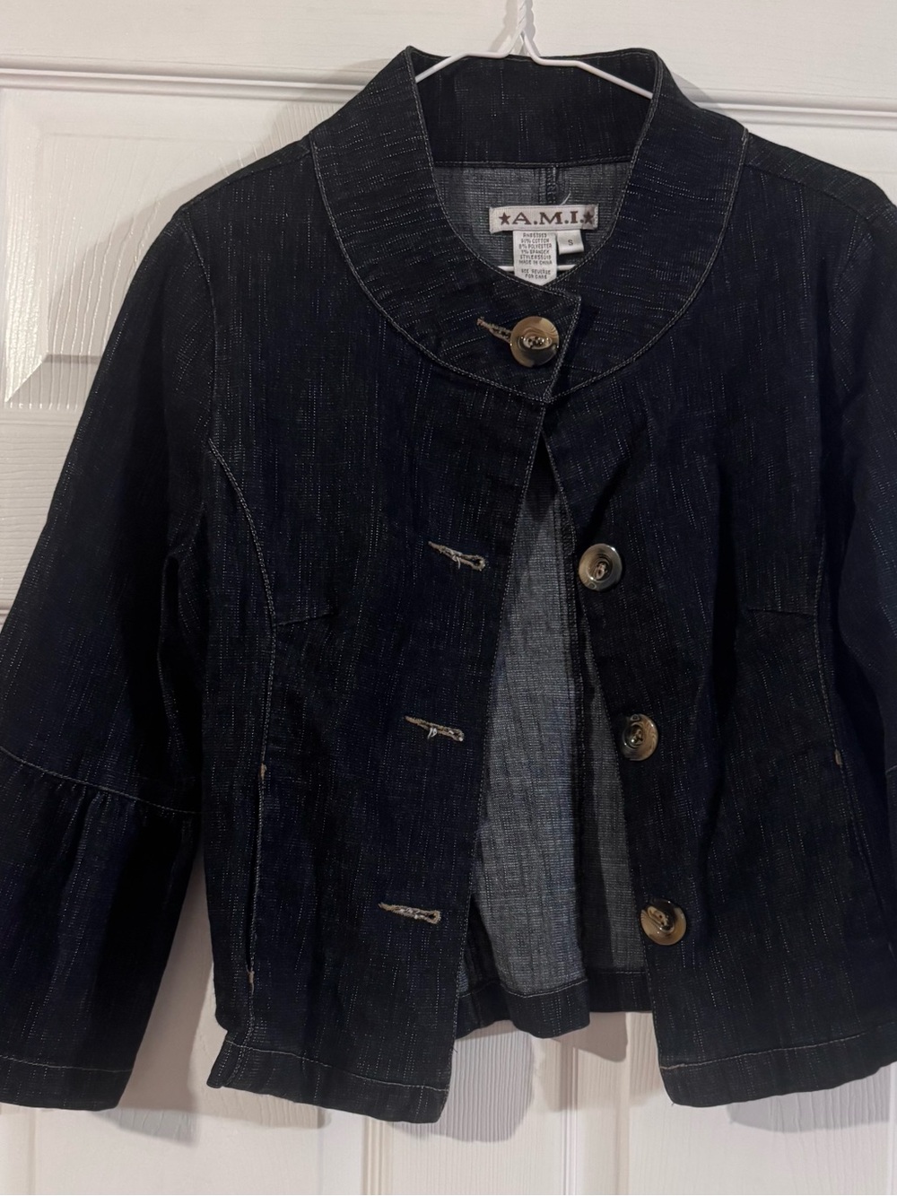 Women’s Black Denim Button-Front Jacket